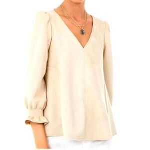 Tuckernuck Cream V-Neck Blouse